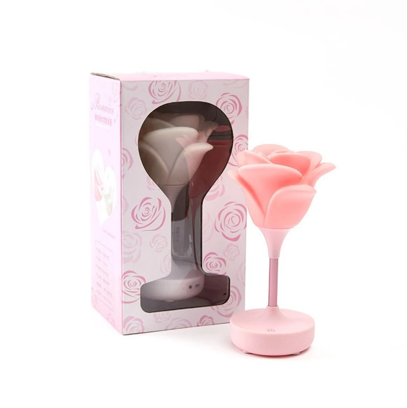 Креативный розовый Силиконовый светильник с USB зарядкой Ночной в виде Розы 3