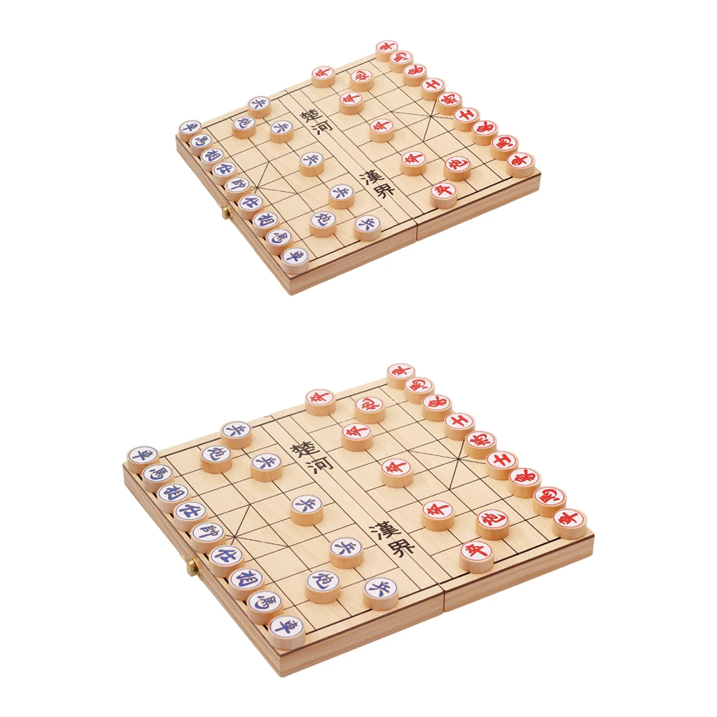 

Складной Деревянный Китайский Шахматный набор Xiangqi, дорожные настольные игры, традиционная шахматная игра, настольная стратегия и навыки д...