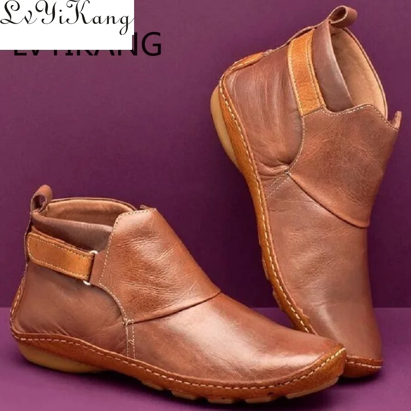 Женские ботинки из искусственной кожи осенние ботильоны повседневные женские на