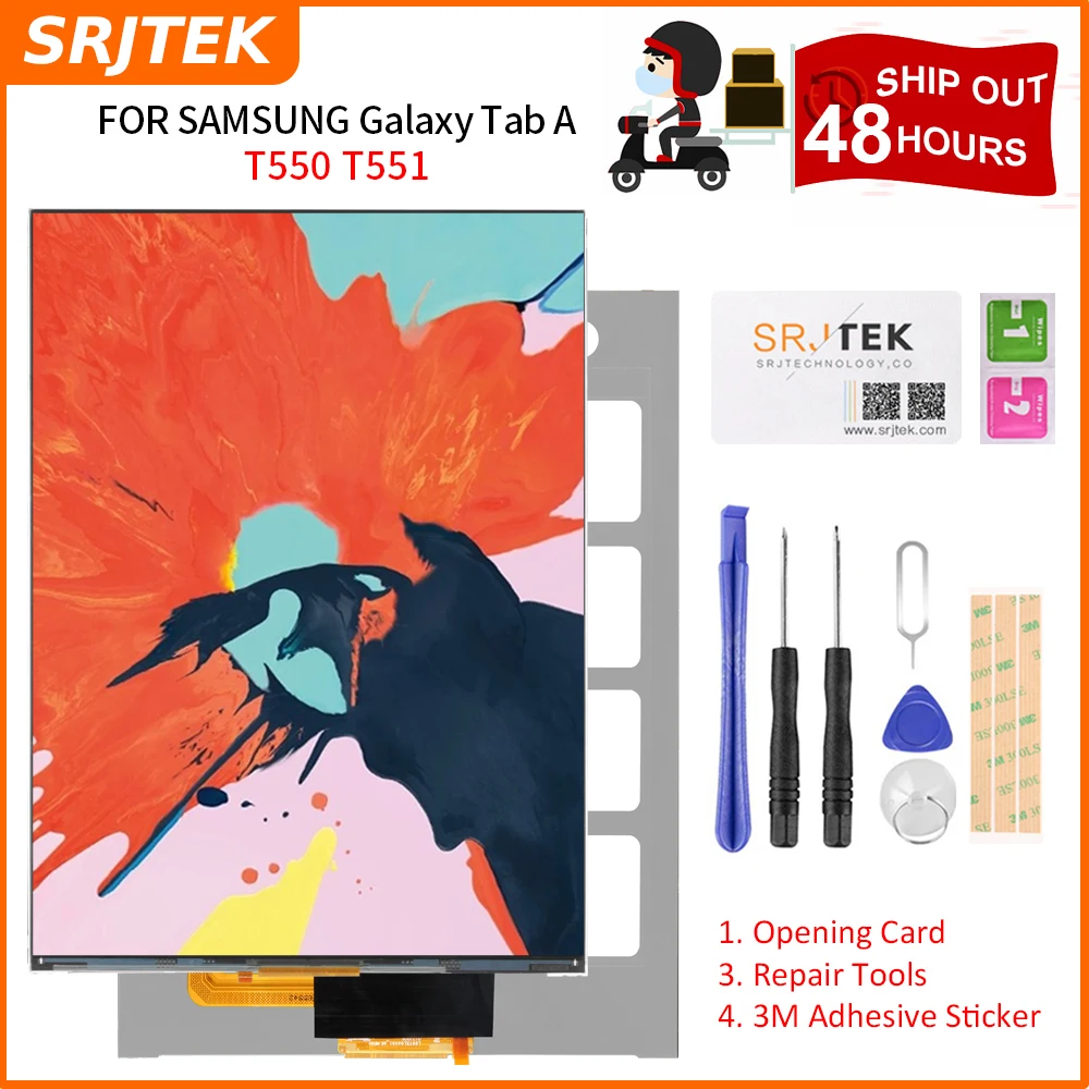 

Srjtek For Samsung Galaxy Tab A 9.7 SM-T550 T550 T551 T555 LCD Display Matrix Panel Screen Monitor Moudle Tablet PC Replacement