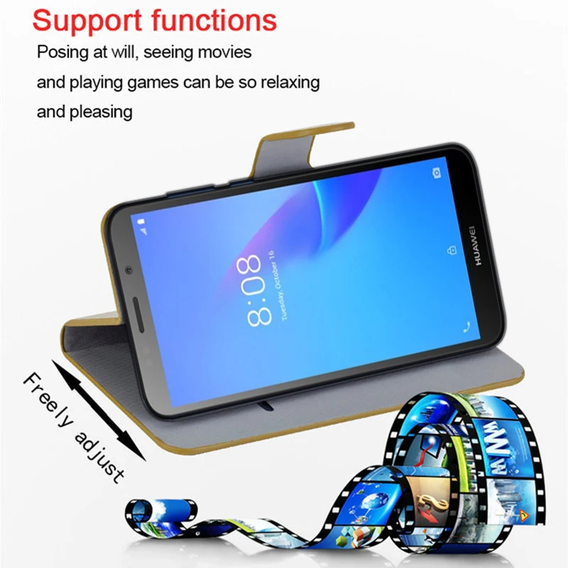 Чехол-бумажник для Huawei Y5 Y6 Y7 Y9 Prime Honor 8A 8S 8X 7X 7C 7A Pro 9X кожаный  Мобильные телефоны