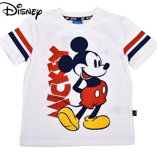 

Disney Mickey Mouse Children's Round Neck Short Sleeve T-shirt Cotton Boys and Girls Summer Kids Top