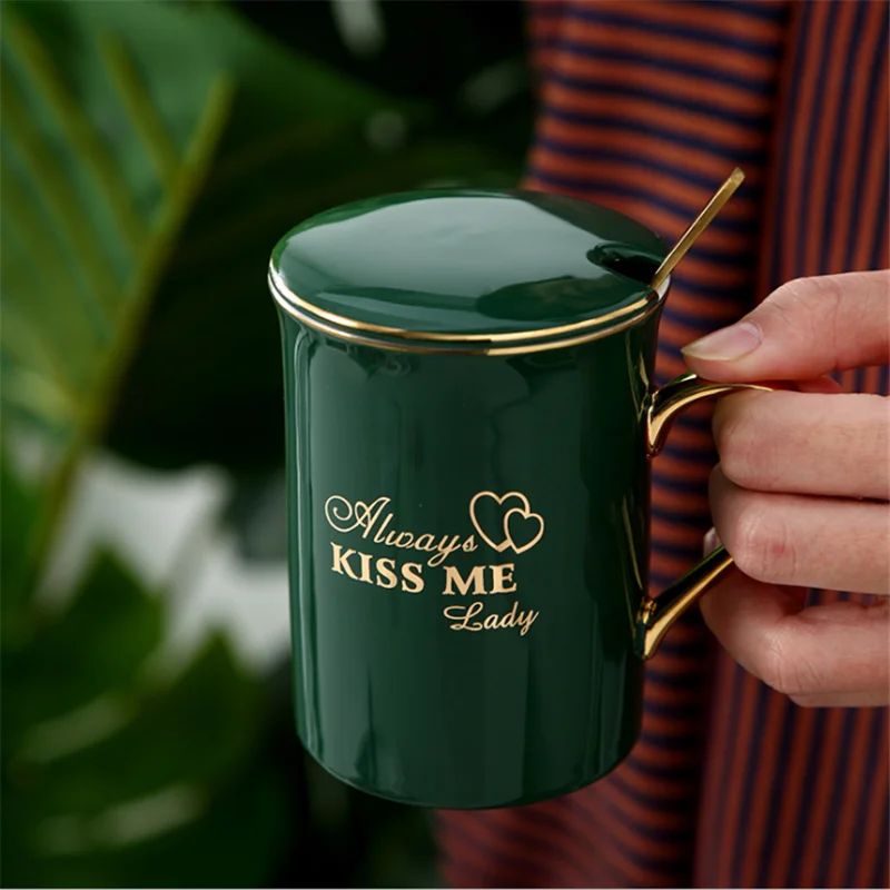 Костяной фарфор молочная кружка кофейная чашка 340 мл офисный набор и ложка