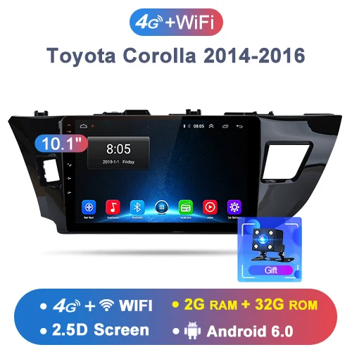 Junsun Штатное Головное устройство для Тойота Королла Corolla GPS навигатор Android 8.1 aвтомагнитола магнитола 2 din автомагнитолы 2DIN Андроид для Toyota Corolla E180 штатная магнитола автомобильная мультимедиа - Цвет: 4G For Levin