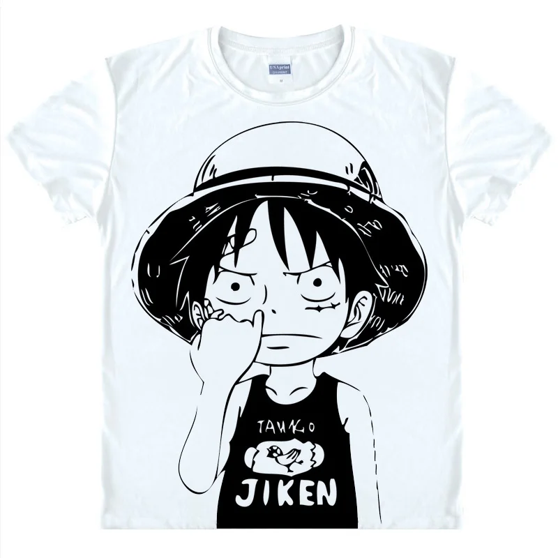 Tek parça Luffy baskılı tişört Roronoa Zoro Ace Nami Cosplay gömlek Tops Anime gömlek erkekler Tees yaz Hip Hop T Shirt
