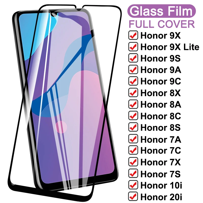 Защитное стекло 100D для Huawei Honor 9X Lite 9A 9C 9S 7A 7C 7X 7S закаленное 8X 8A 8C 8S 9i 10i 20i Play пленка