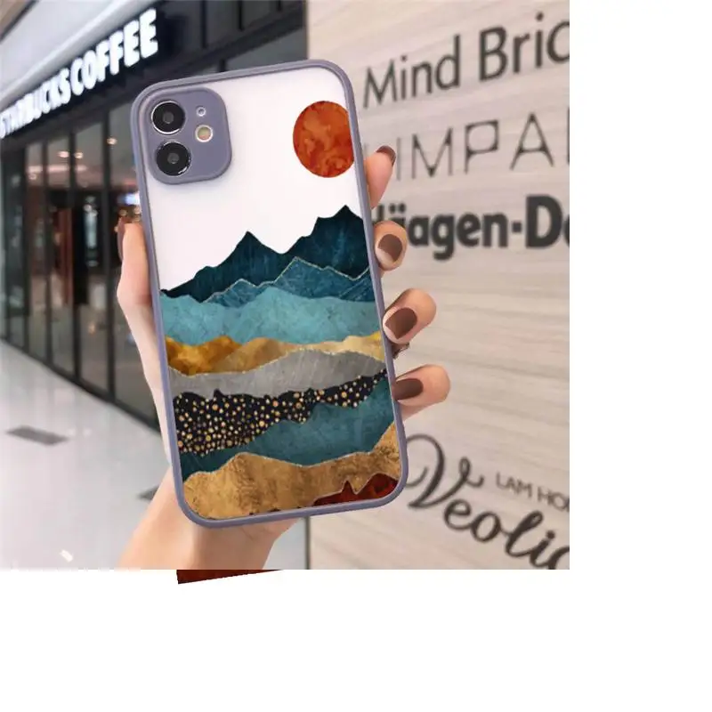 

Mountain Marble Moon Phone Cases matte transparent For gray iPhone 7 8 x xs xr 11 12 pro plus max mini Clear Funda