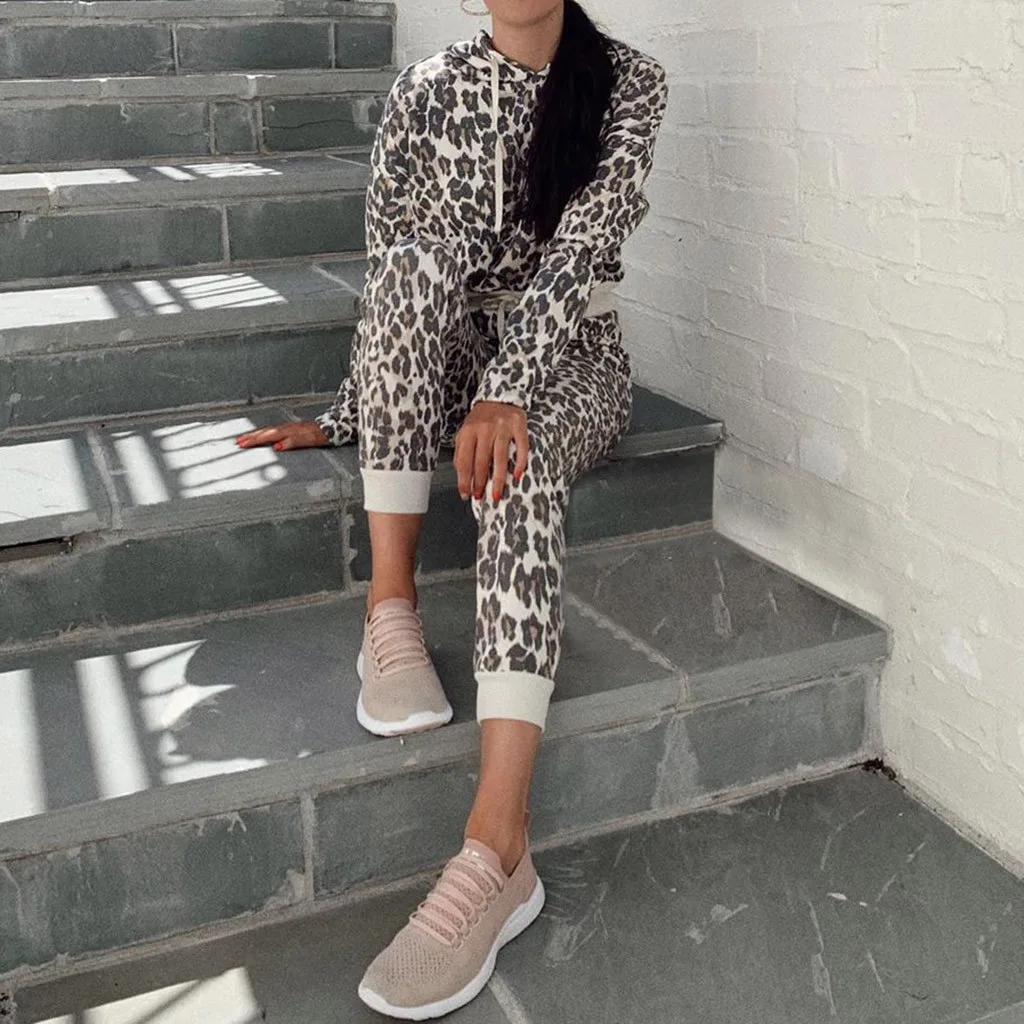 Женский спортивный костюм Perimedes штаны с леопардовым принтом повседневная одежда