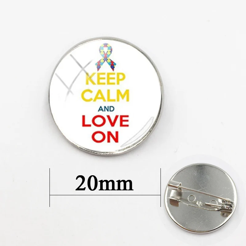 Броши серебряного цвета с изображением людей аутизмом здоровье и любовь|Броши| |