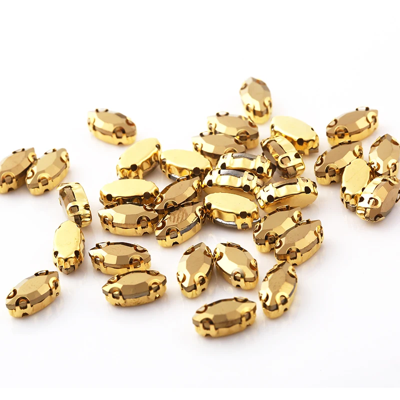 RESEN 20 шт. золотые пришивные стразы конский глаз с золотыми зажимами стеклянные