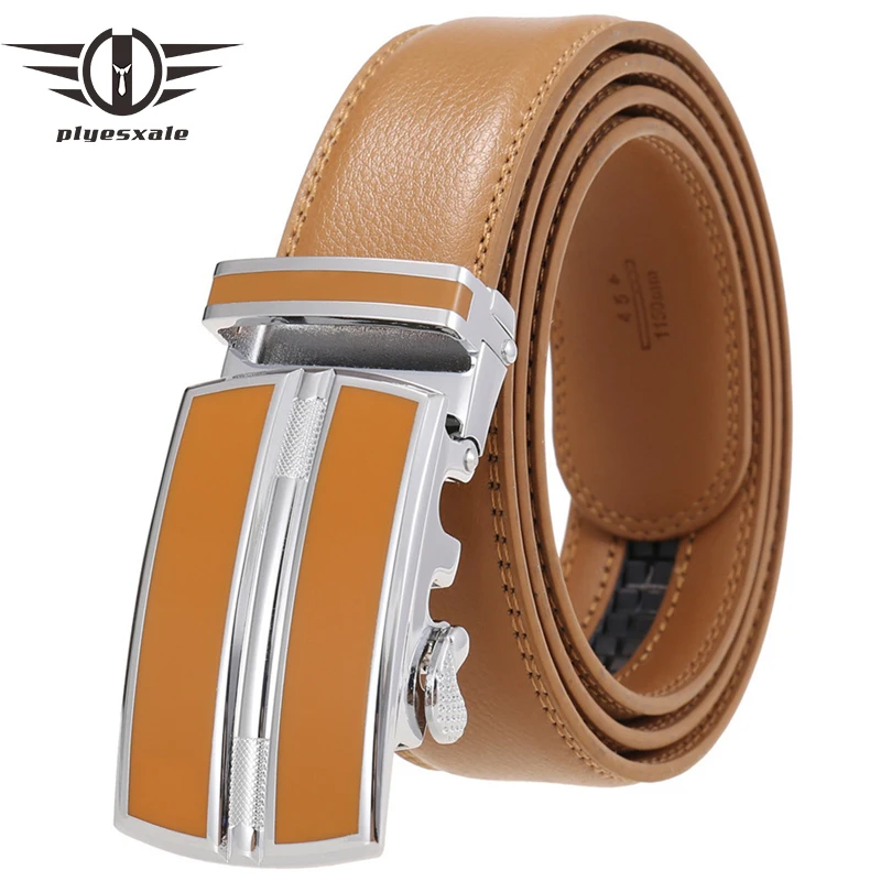 Ремень мужской из натуральной кожи, роскошный брендовый с автоматической пряжкой, черный синий белый красный коричневый, B717