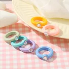 Корейские красочные геометрические круглые кольца из смолы для женщин и девушек, эстетические прозрачные акриловые кольца, ювелирные изделия, бесплатная доставка товаров