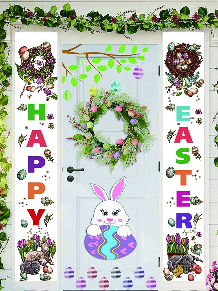 

New Easter Banners New Year Outdoor Curtain Couplet Banner Hanging For Home Wall Door Holiday Party Decor