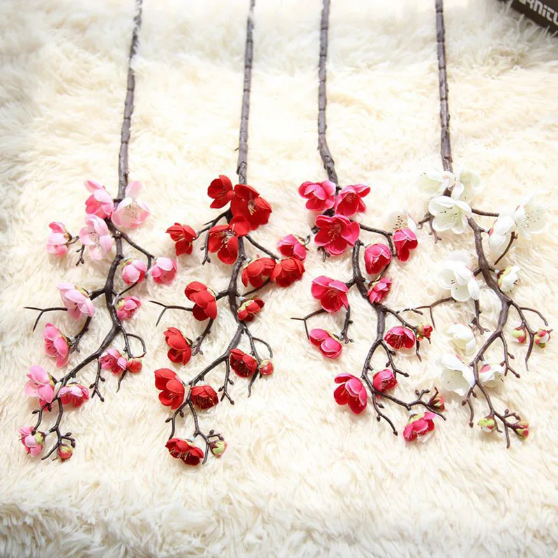 

Artificial Silk Flowers Japan Plum Cherry Blossoms Fake Flowers flores Sakura Tree Branches Wedding Home Room Decoration A6940