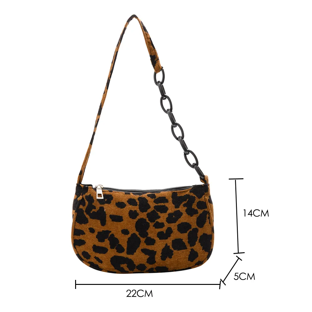 

Fashion Vintage Women Shoulder Bags Leopard Zebra Pattern Autumn And Winter Underarm Handbags Chain Cloth Casual Party 2021
