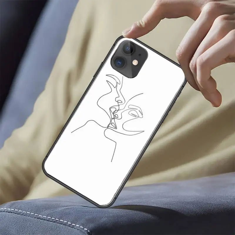 

Abstract Art Lines Phone Case Tempered glass For iphone 6 6S 7 8 plus X XS XR 11 12 mini PRO MAX COVER