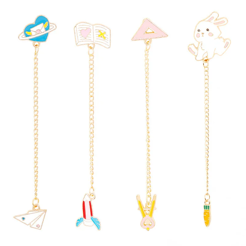 Эмалированные булавки цепь Кролик морковь карандаш любовное письмо самолет