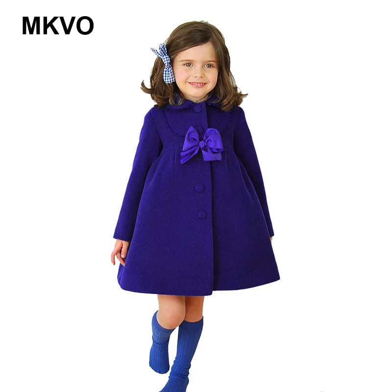 Осенне-зимняя детская одежда шерстяная длинная куртка принцессы теплое красное