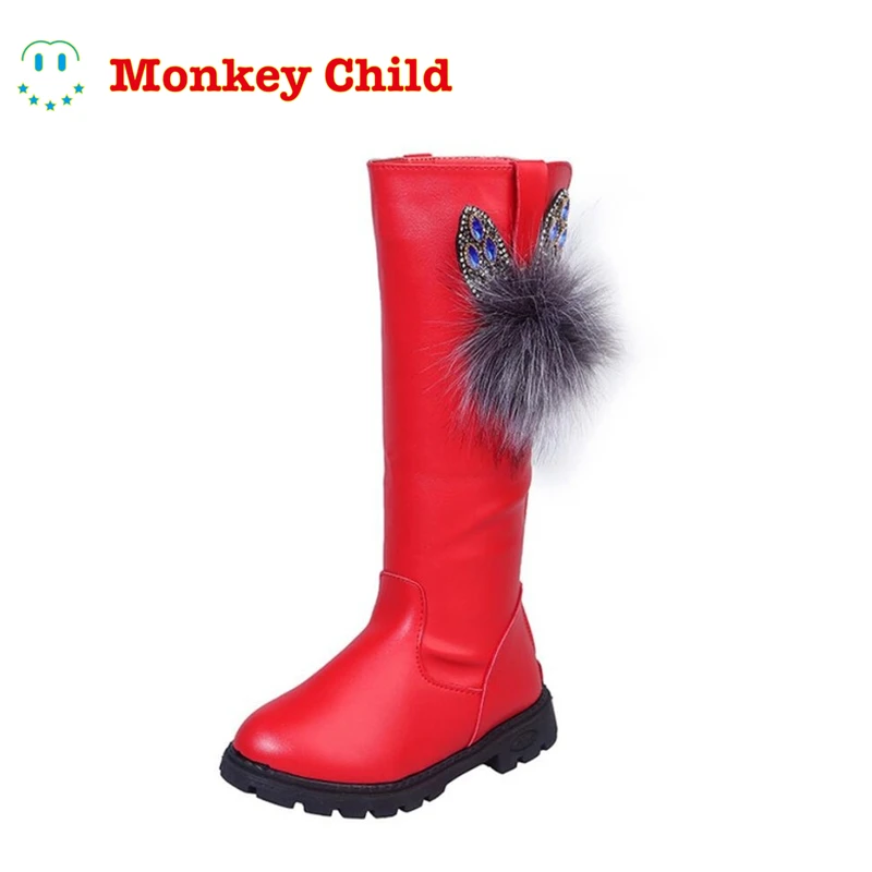 

Children Knee Length Boots Plush Fur Girls Shoes Fashion Children Martin Boots 2022 Autumn Winter Princess Girls snow Boots
