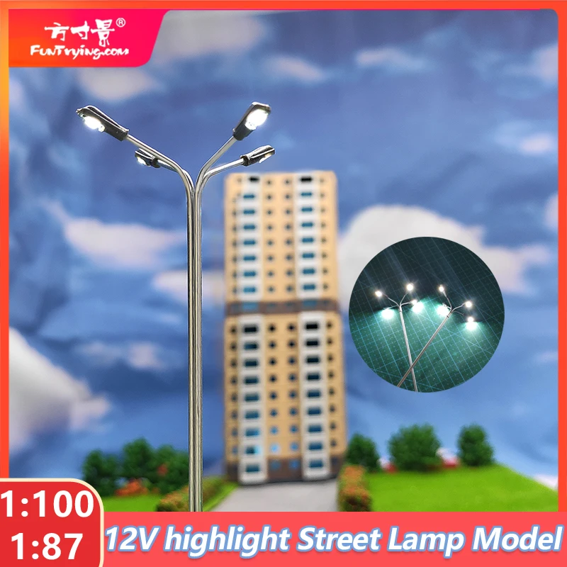 

1:87/1:100 Scale Street Lamp 4 Led Lamppost Diy Material Street Light Train Railway Layout Model Building Light Road Lamp 3V-12V