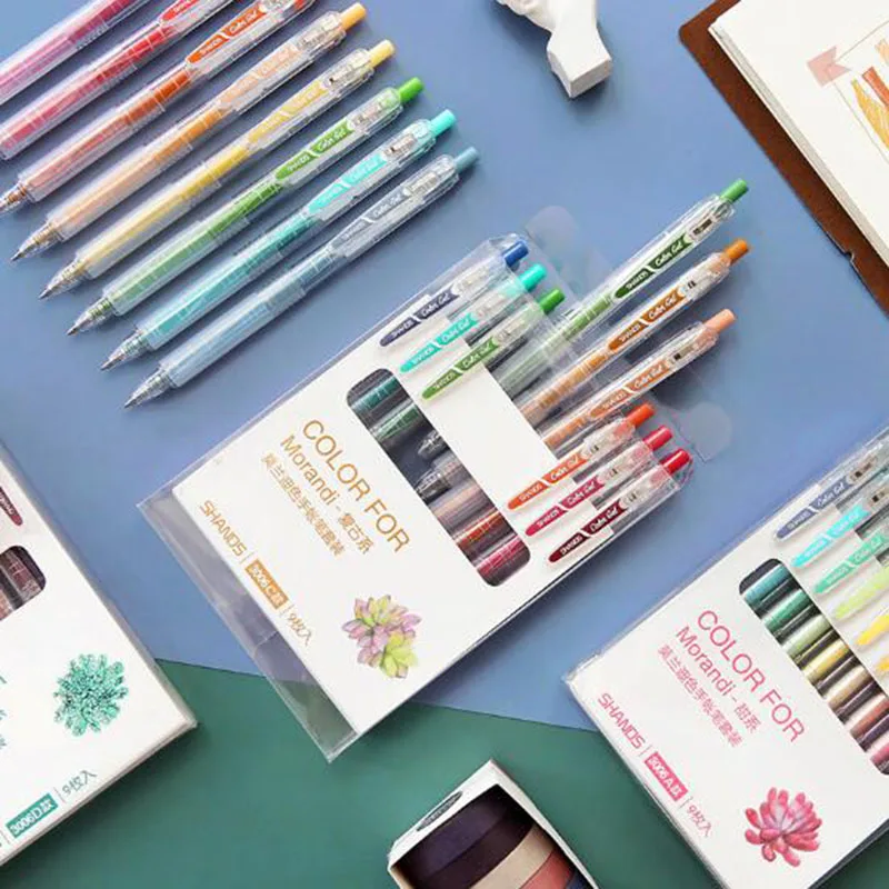 

9pcs/box Hand account set pen girl heart color 0.5mm salt system Gel pens Retro Stationery Drawing Tools