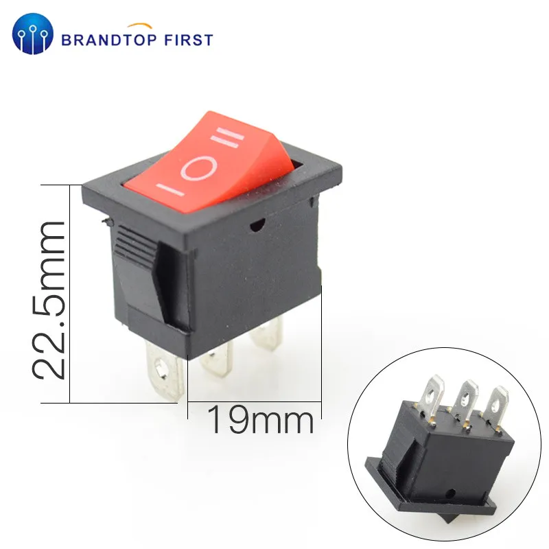 21*15 мм Черный Красный SPDT On/Off/On AC 6A/250V 10A/125V 3 контактный клавишный переключатель для