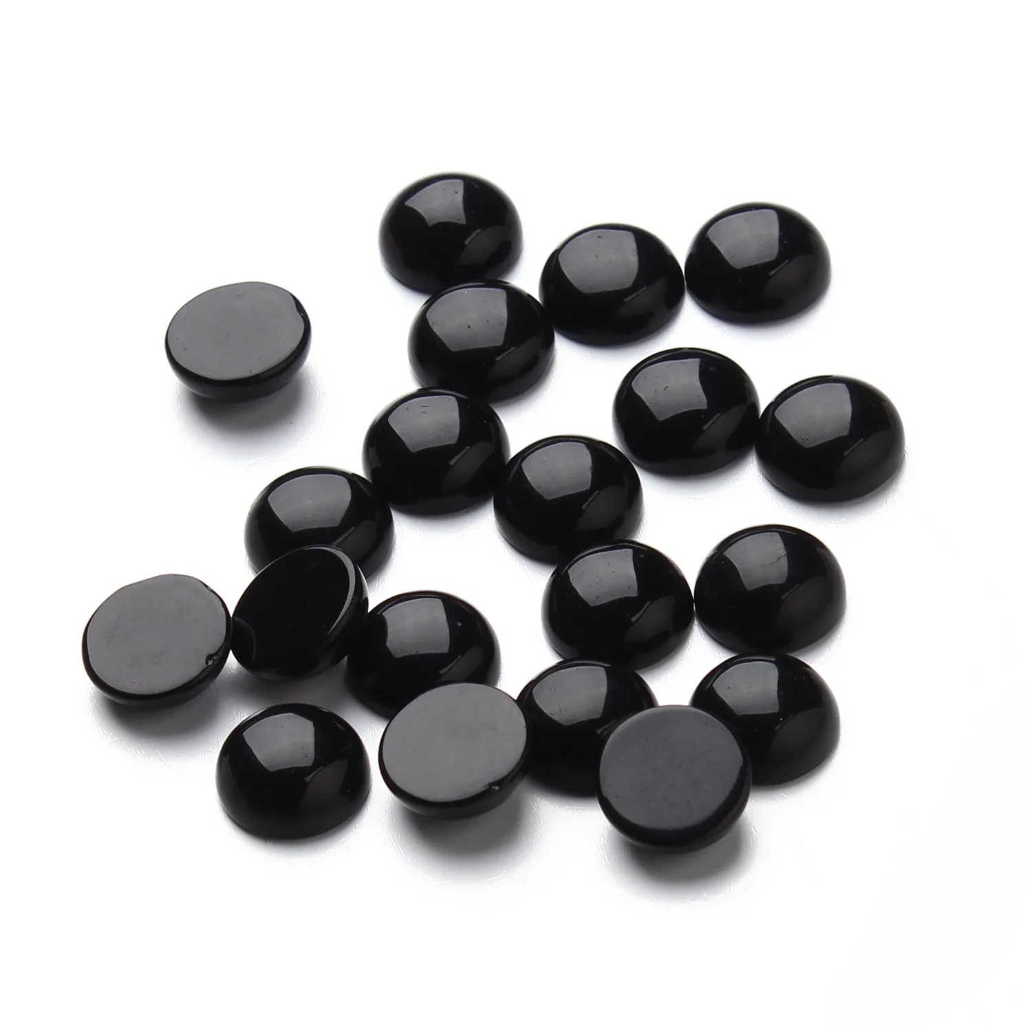 

Top Selling Cabochons 20Pcs/Pack Semi-precious Round Black Agate Stone Cabochons Loose Beads DIY Jewelry For Making Rings
