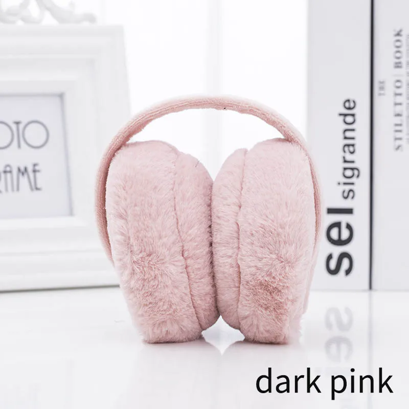 dark pink Универсальные наушники для девочек с защитой от холода и нагрева, плюшевые складные теплые зимние стильные женские головные уборы - Цвет: dark pink