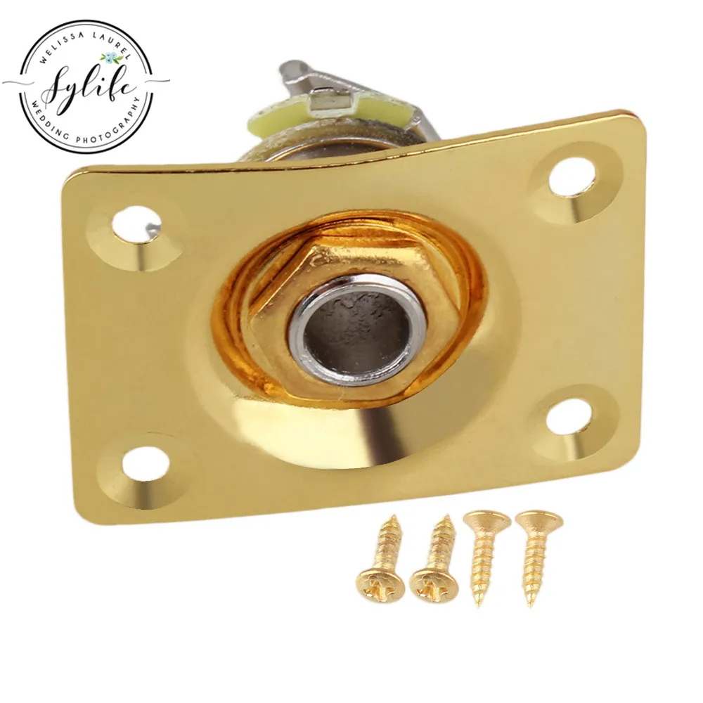 Золотая прямоугольная фотопластина и гнездо для гитары|Детали аксессуары гитар|