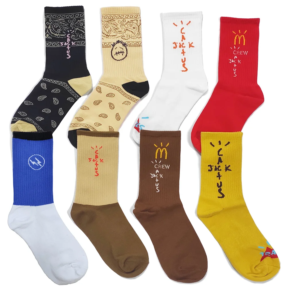 

Men socks Travis Scott Skate Crew Socks Men Sport Travis Scott Cactus Jack Bandanas Socks Streetwear Hip Hop gifts for men