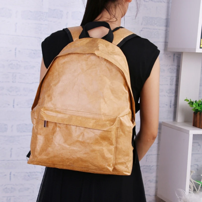Unisex Backpack Kraft Paper Student School Bag Multifunctional Large Capacity Washable Tear-Resistant Environmentally | Багаж и сумки