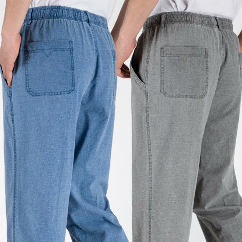Pantalones informales de negocios para hombre, pantalones de algodón con bolsillos de Color sólido, transpirables, suaves y cómodos, de moda, de talla grande 5XL, nuevos
