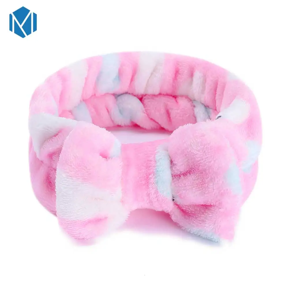 M MISM коралловый флис письмо OMG головные повязки с бантиком для женщин девочек мыть лицо эластичная чалма лента для волос Макияж Аксессуары для волос