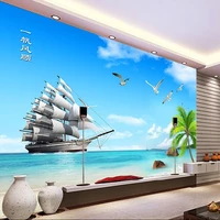 custom 3d any size photo wallpaper smooth sailing tv background wall painting stickers papel de parede tapety fresco tapety