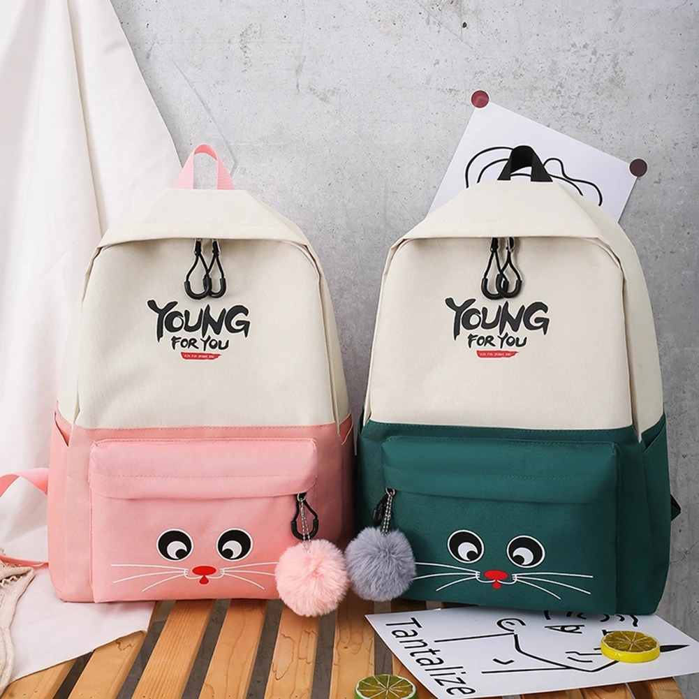 

Fashion Women Letter Hit Color Canvas Pen Pouch Crossbody Bag Travel Backpack Student Book Bag for Teenagers Girls Boys