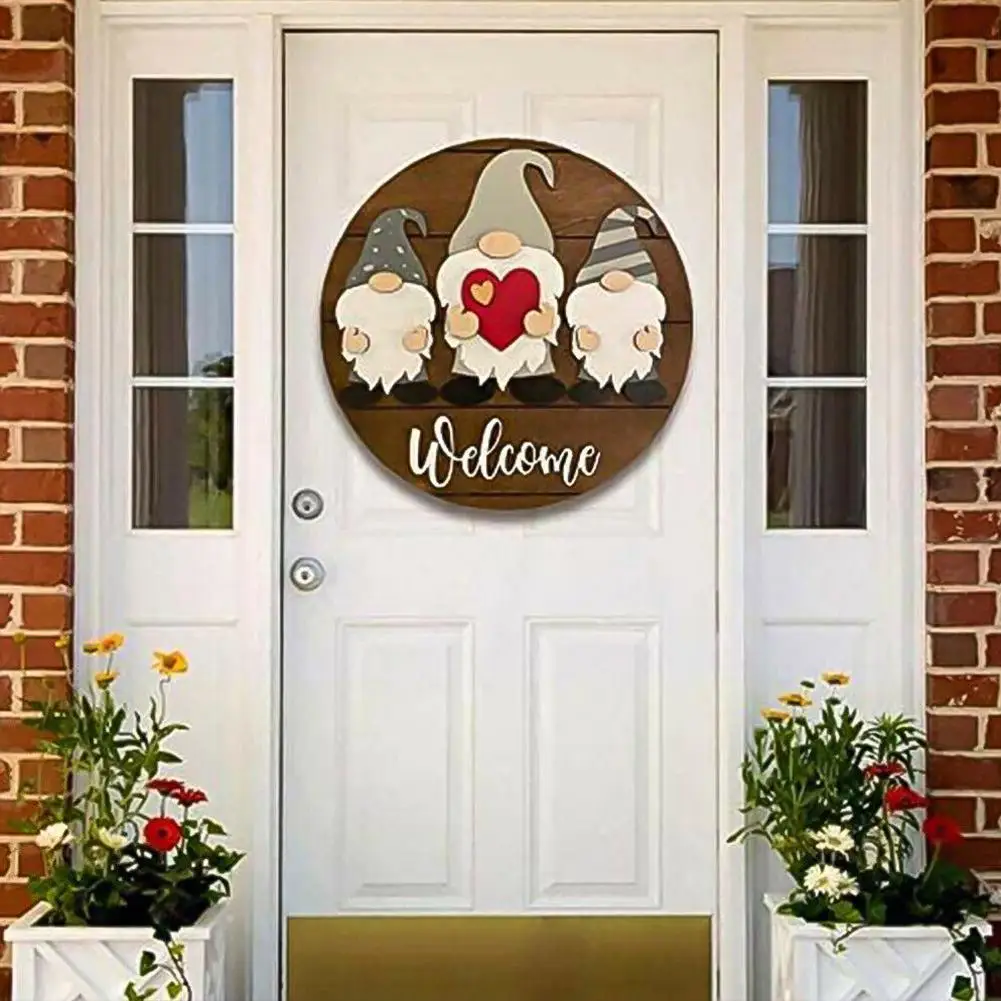 

Triple Gnome Removable All Season Welcome Sign Rustic Hogard Hanger For Home Decor Porch Front Door Farmhouse B3X9