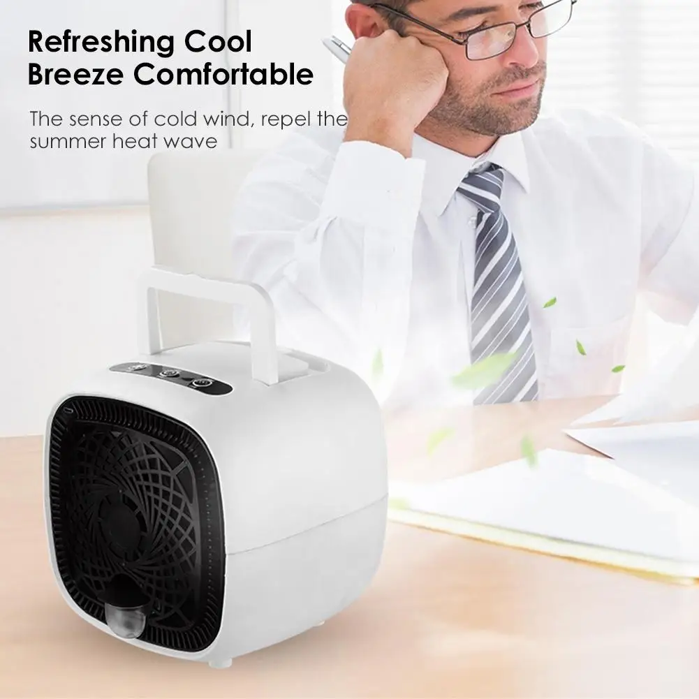 

USB Mini Air Cooler Fan Air Cooling Conditioner with Handle Portable Humidification Desktop Air Cooler Multifunction Summer