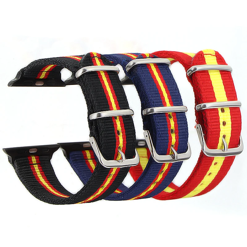 Ремешок нейлоновый Nato для iWatch 4 3 2 1 Радужный Браслет наручных часов Apple Watch Band 38 мм