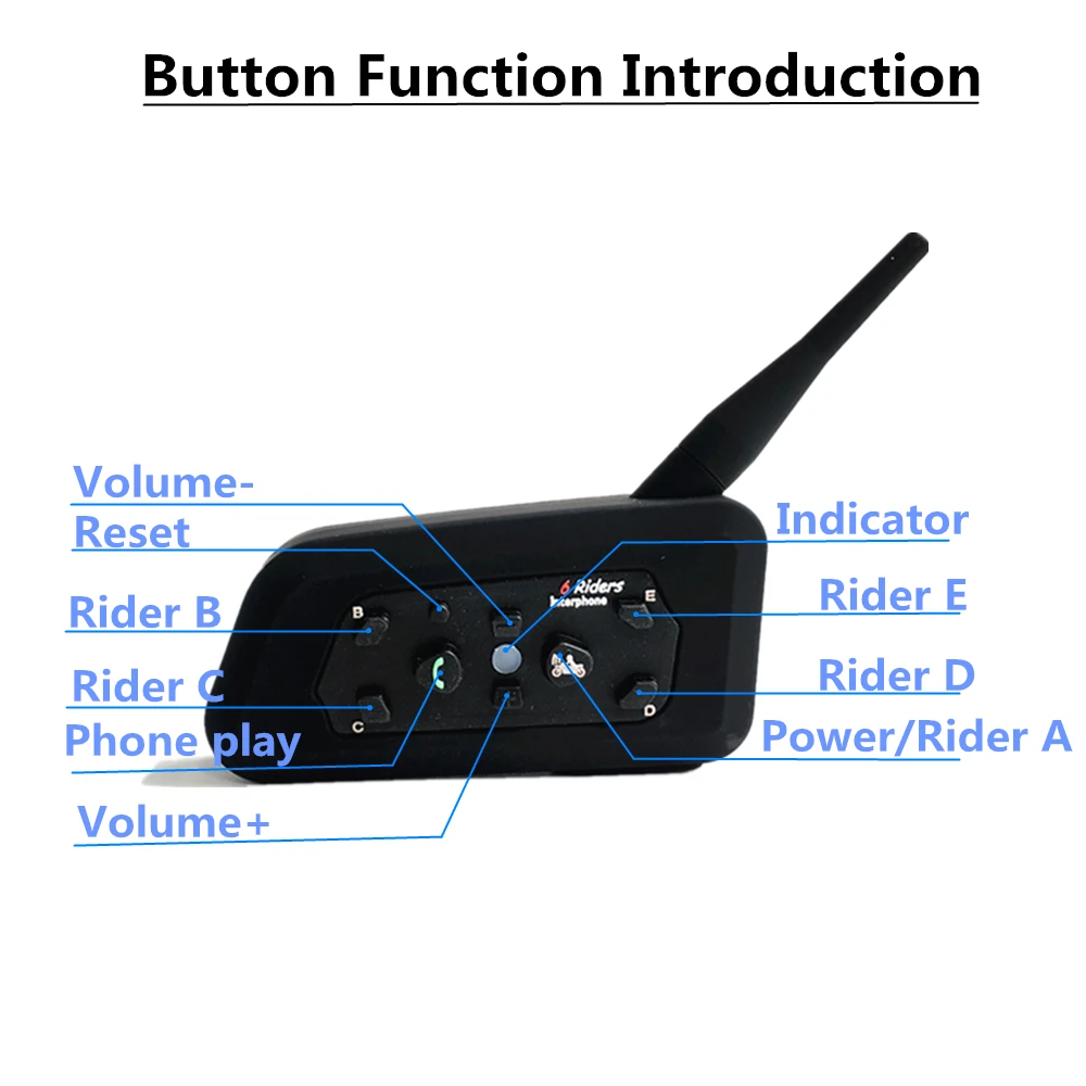 2019 Intercoms Bluetooth Мотоциклетный коммуникатор шлем гарнитура домофон для 6 всадников