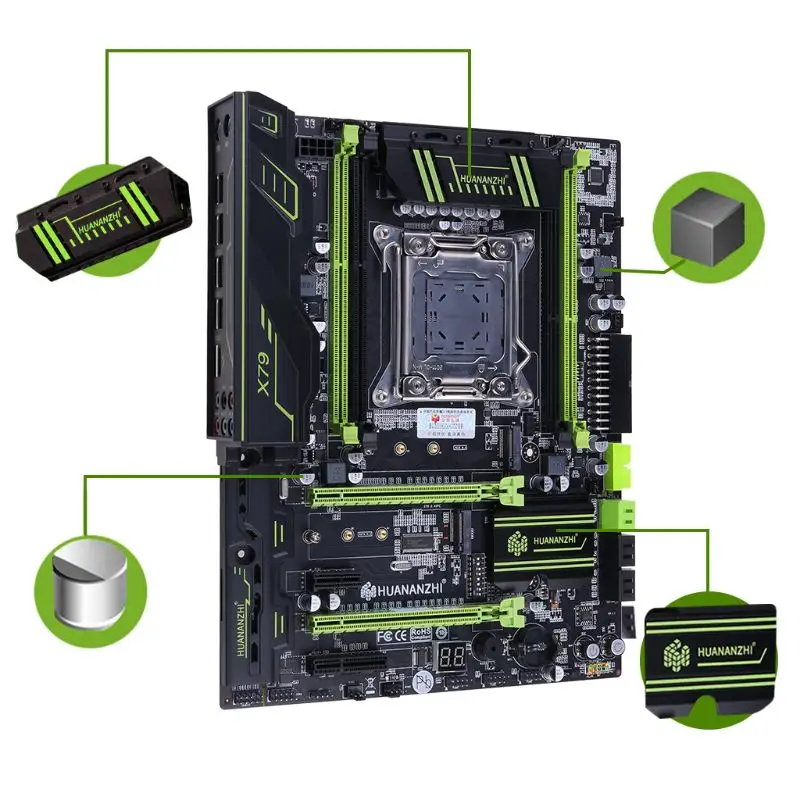 Материнская плата Huananzhi X79 LGA2011 ATX USB3.0 SATA3 PCI E NVME M.2 SSD поддерживает память REG ECC и