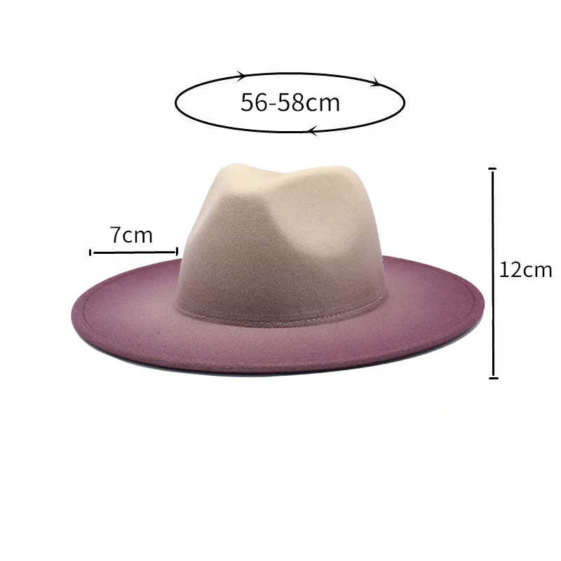

Autumn Winter Vintage Fedora Hat For Women Gradient Trilby Felt Fedora With Wide Brim Jazz Panama Cap Men Goth Top Cap For Lady