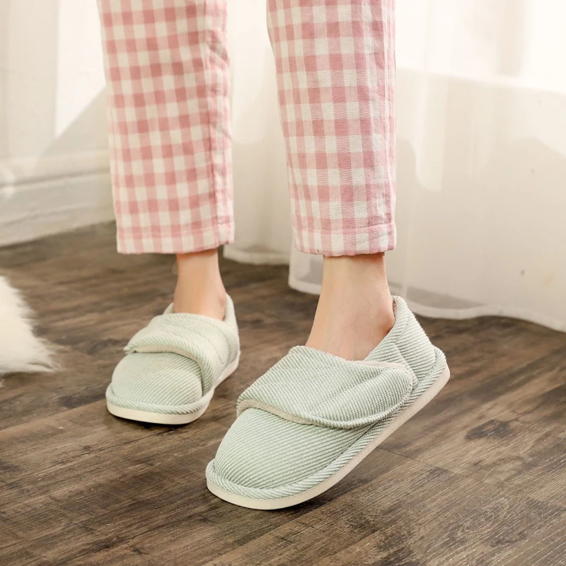 

Cotton Knit Slippers Ladies' Terry Lining Loafer Lightweights Espadrille House Shoes Adjustable Size Autumn Four Season