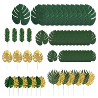 60pcslot green artificial monstera palm leaves for tropical hawaiian theme party decoration wedding birthday festival supplies