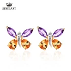 Серьги из чистого золота 750 пробы с аметистомцитриномПеридотомтопазом, 2020 пробы