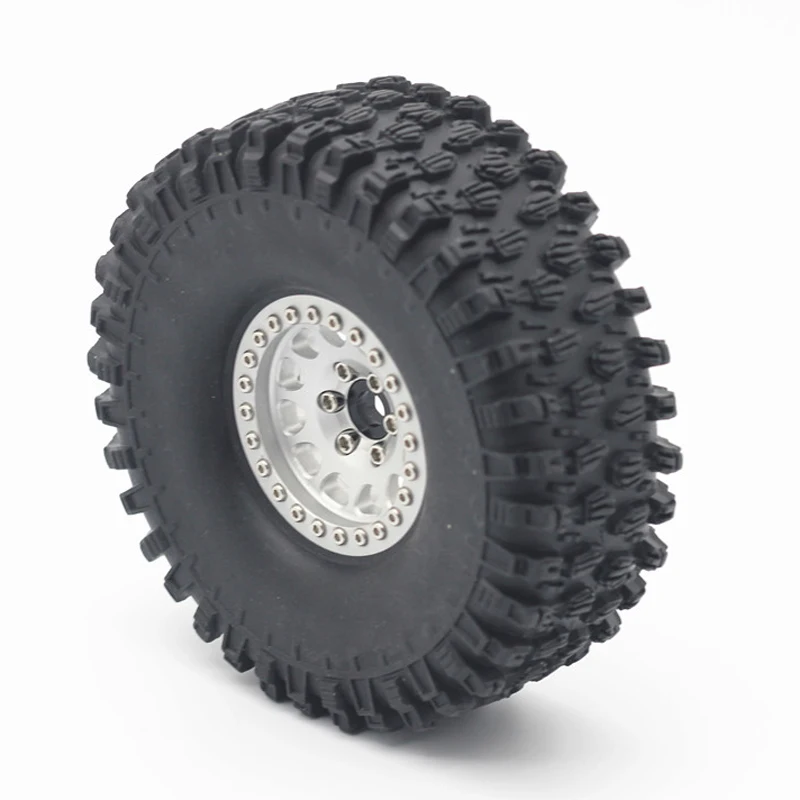 

2pcs Dia 120mm Climbing Tire Rubber Tyre Skin Metal Wheel Hub Rim Width 49mm Adapter 12mm for SCX10 90046 Model Crawler Car