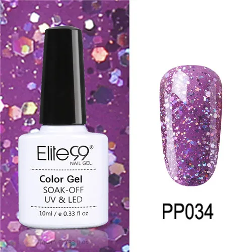 PP034 Elite99 10 мл Гель-лак для ногтей замачиваемый УФ красочный Фиолетовый лак для ногтей художественный Гель-лак для Ногтей Стойкий гель нужен основа и верхнее покрытие - Цвет: PP034