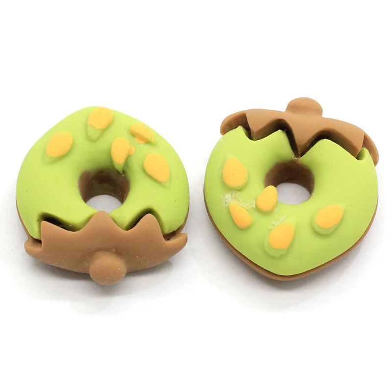 

10Pcs/lot Kawaii Cartoon Donuts Fla back Resin Cabochon Simulation Food Fit Phone Decoration Scrapbooking Craft DIY Accessories