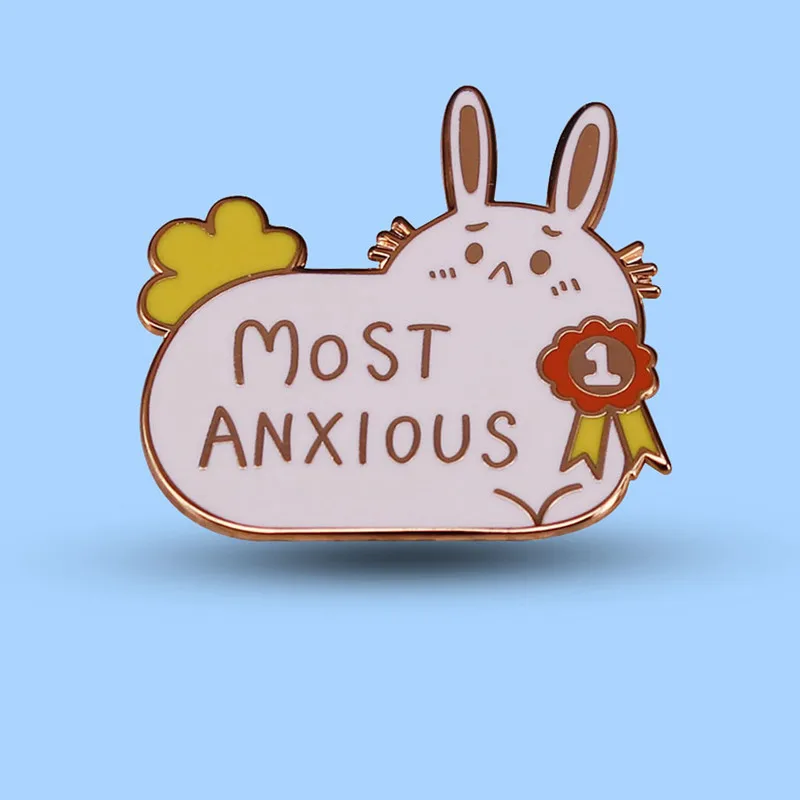 

Most Anxious Anxiety Bunny Rabbit Health Matters Enamel Brooch Pin Backpack Bag Lapel Pins Badges Brooches Fashion Jewelry