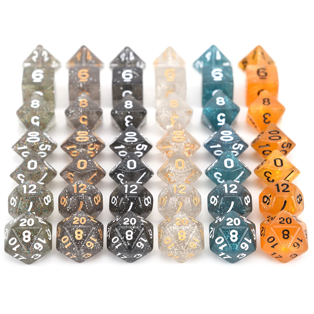 Блестящие многогранные игральные кости 7 шт./компл. набор костей для ролевых игр d4