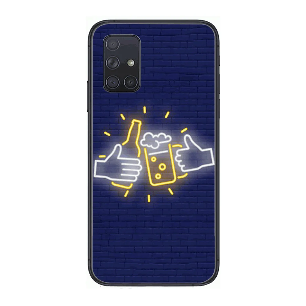 

Fluorescent color glass Phone Case Hull For Samsung Galaxy A 50 51 20 71 70 40 30 10 E 4G 5G S Black Shell Art Cell Cover